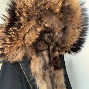 Black Coat with Fur Trim